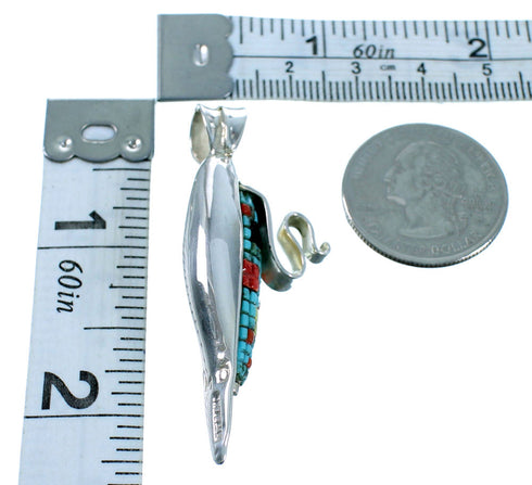 Multicolor Inlay Sterling Silver Corn Reversible Pendant MW77564